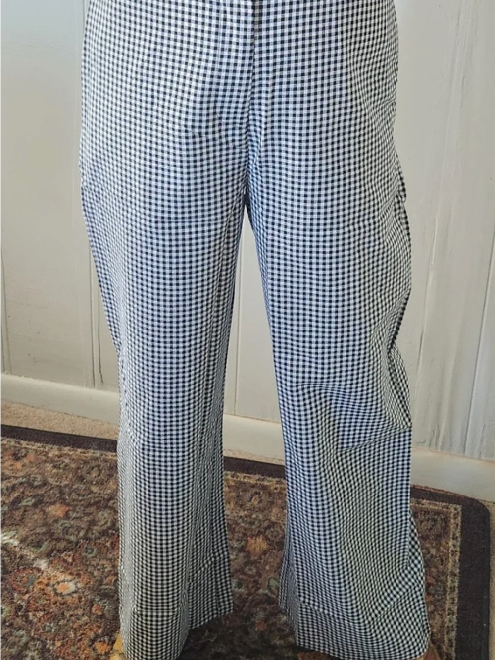 Black & White Gingham Wide-Leg Trousers